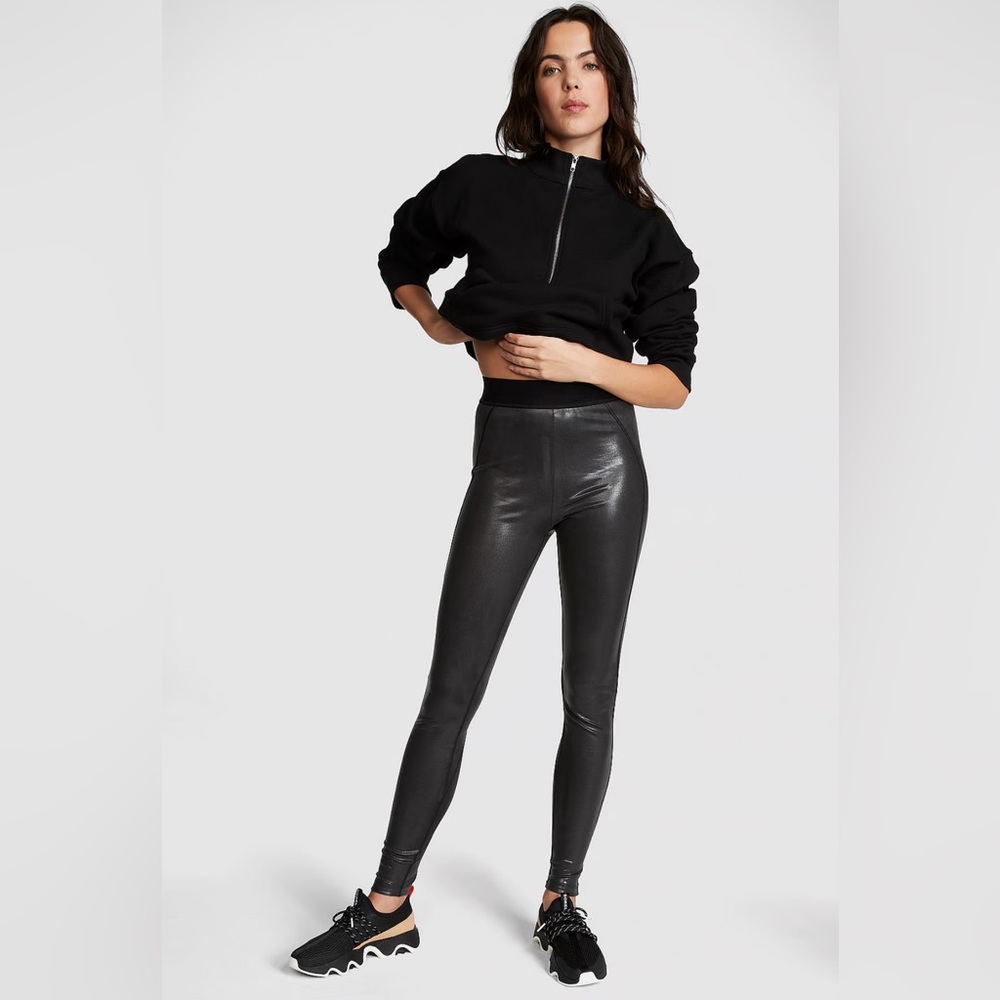 Pink Victoria’s Secret Ultimate High Waist Black Shine Leggings